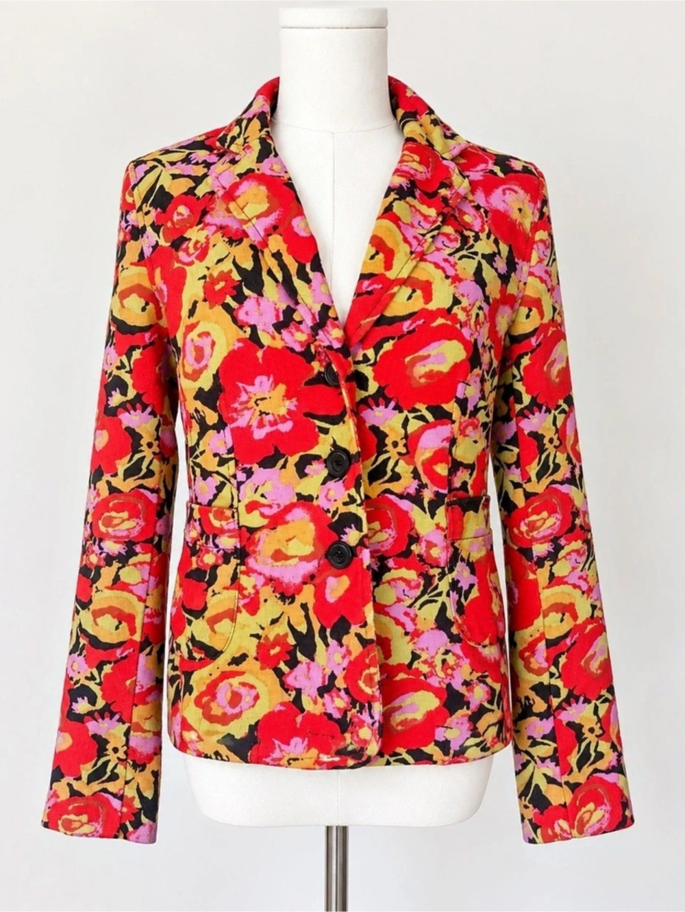 Isaac Mizrahi for Target Floral Blazer Jacket S Y2K Retro Mod Statement